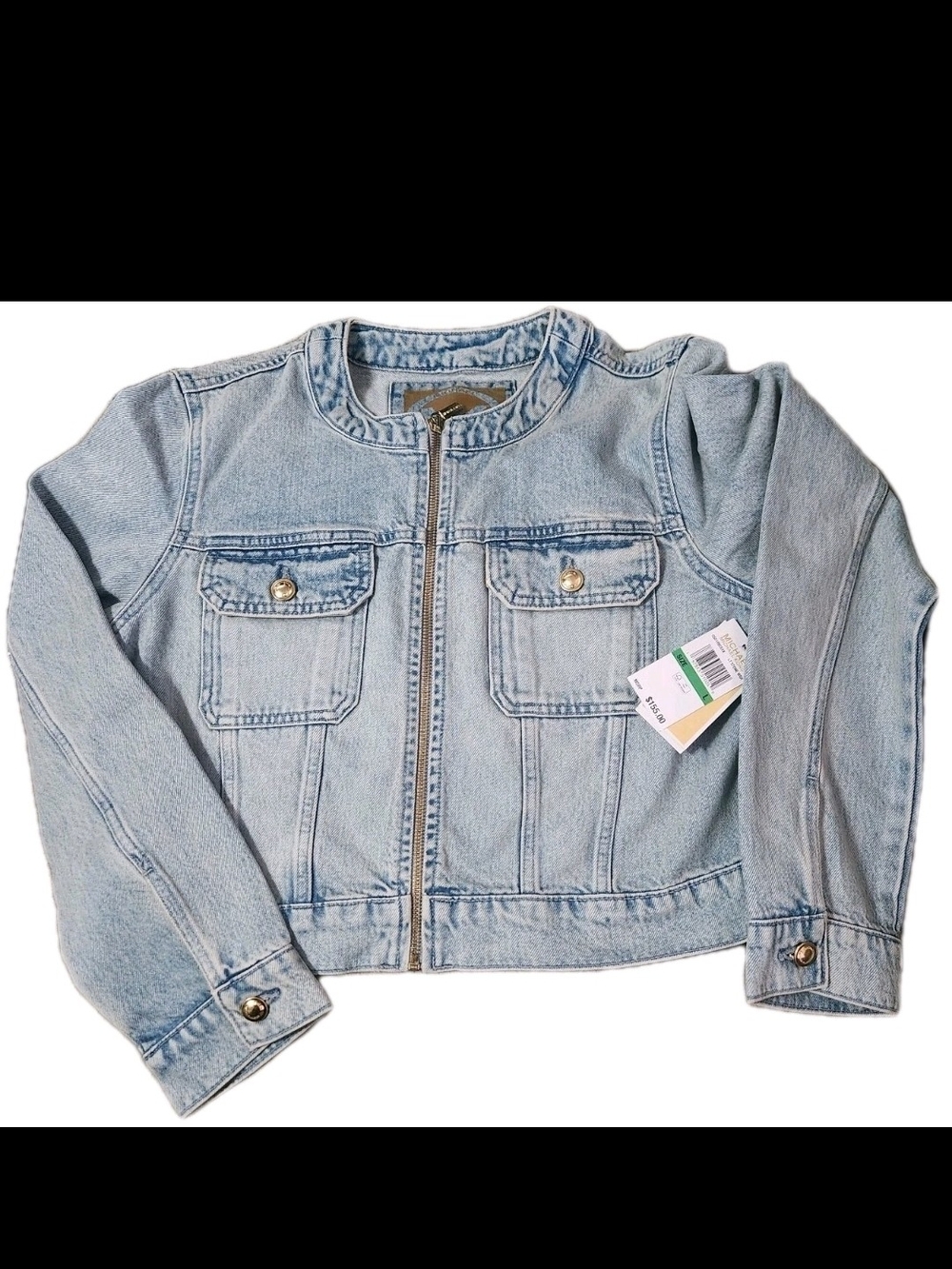 Michael Kors Light Blue Girls' Denim Zip Jacket